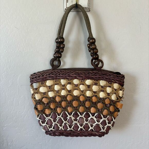 Wicker and beaded artsy bag - Picture 1 of 6